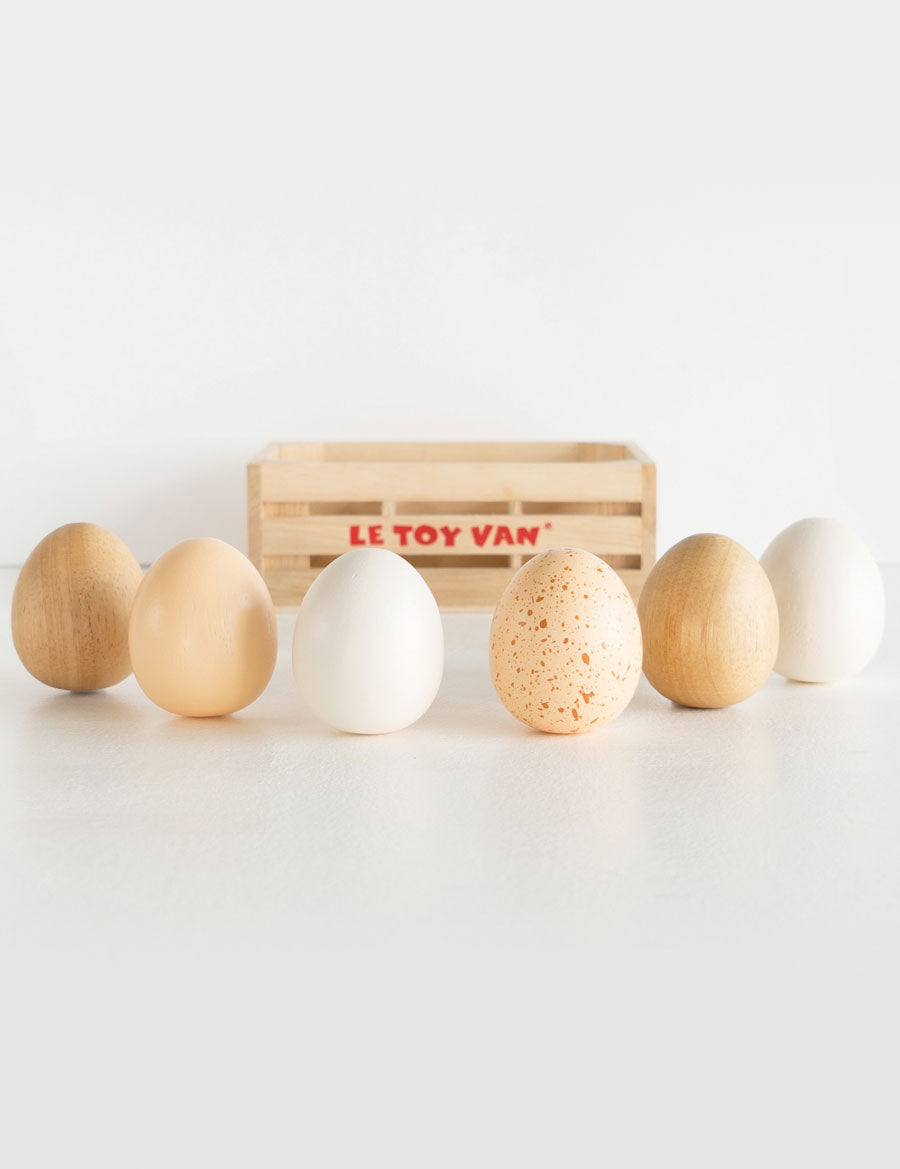 Farm Eggs in Wooden Crate Toy Set