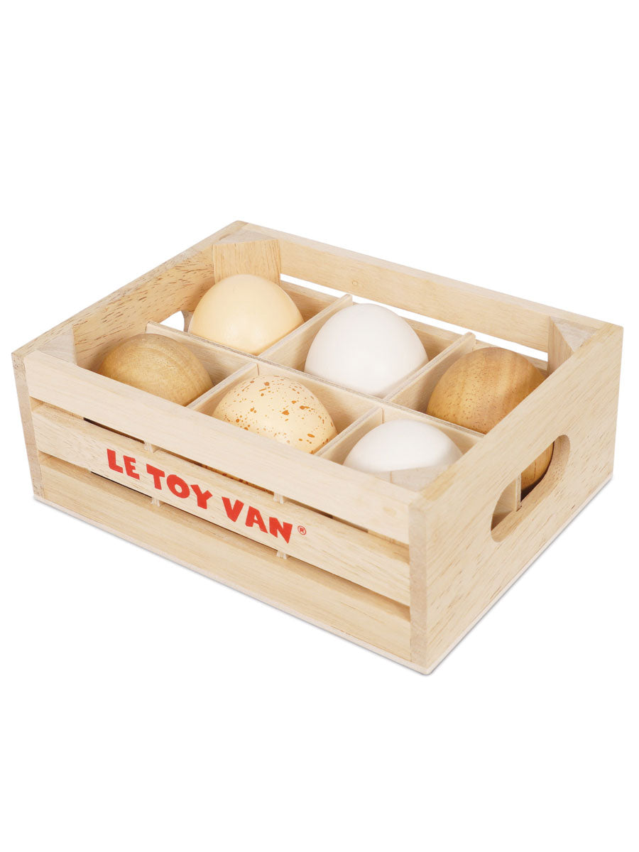 Farm Eggs in Wooden Crate Toy Set