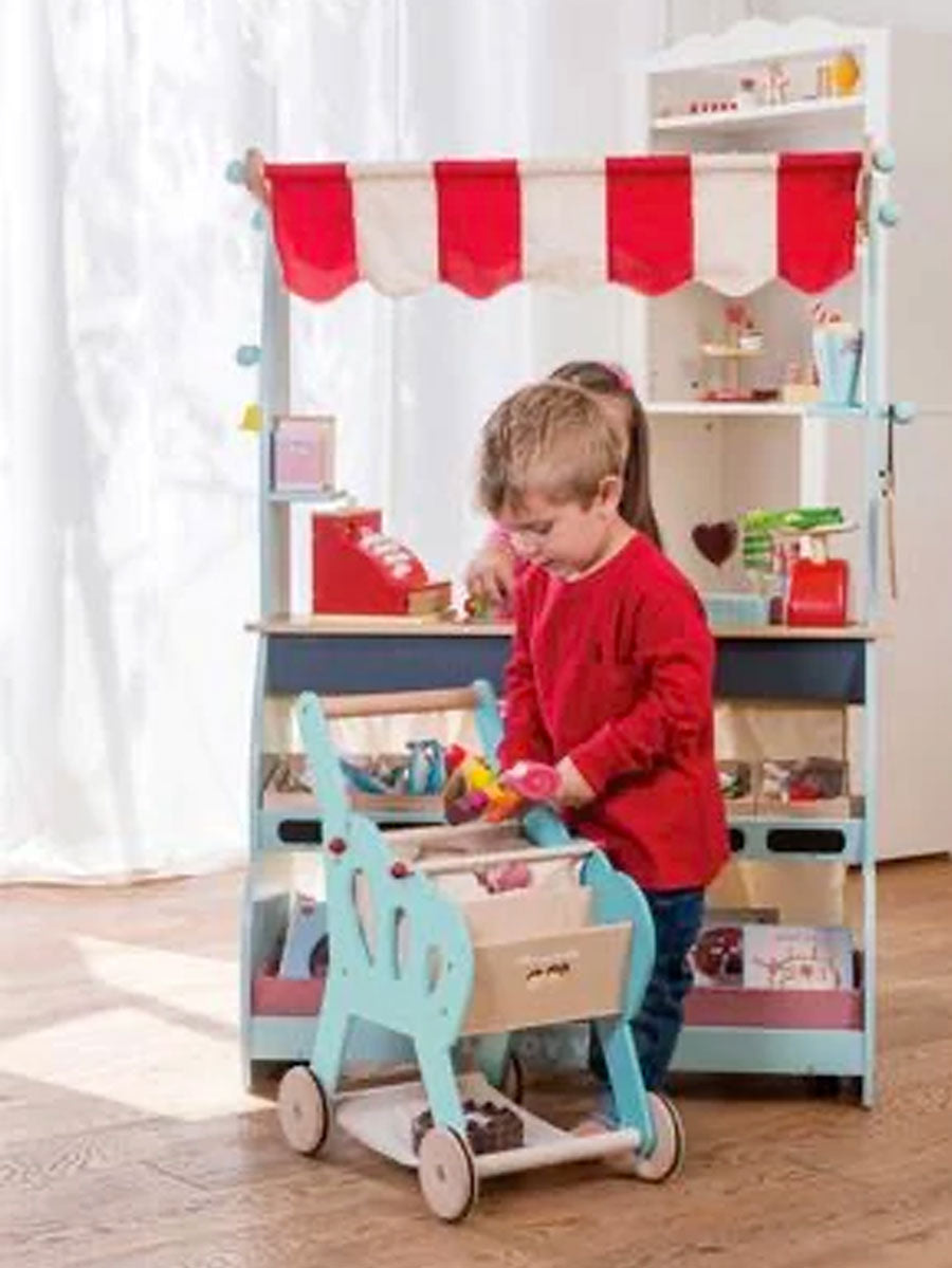Wooden Shopping Trolley Toy Set