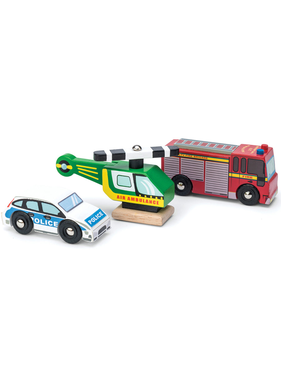 Emergency Vehicles Wooden Toy Set