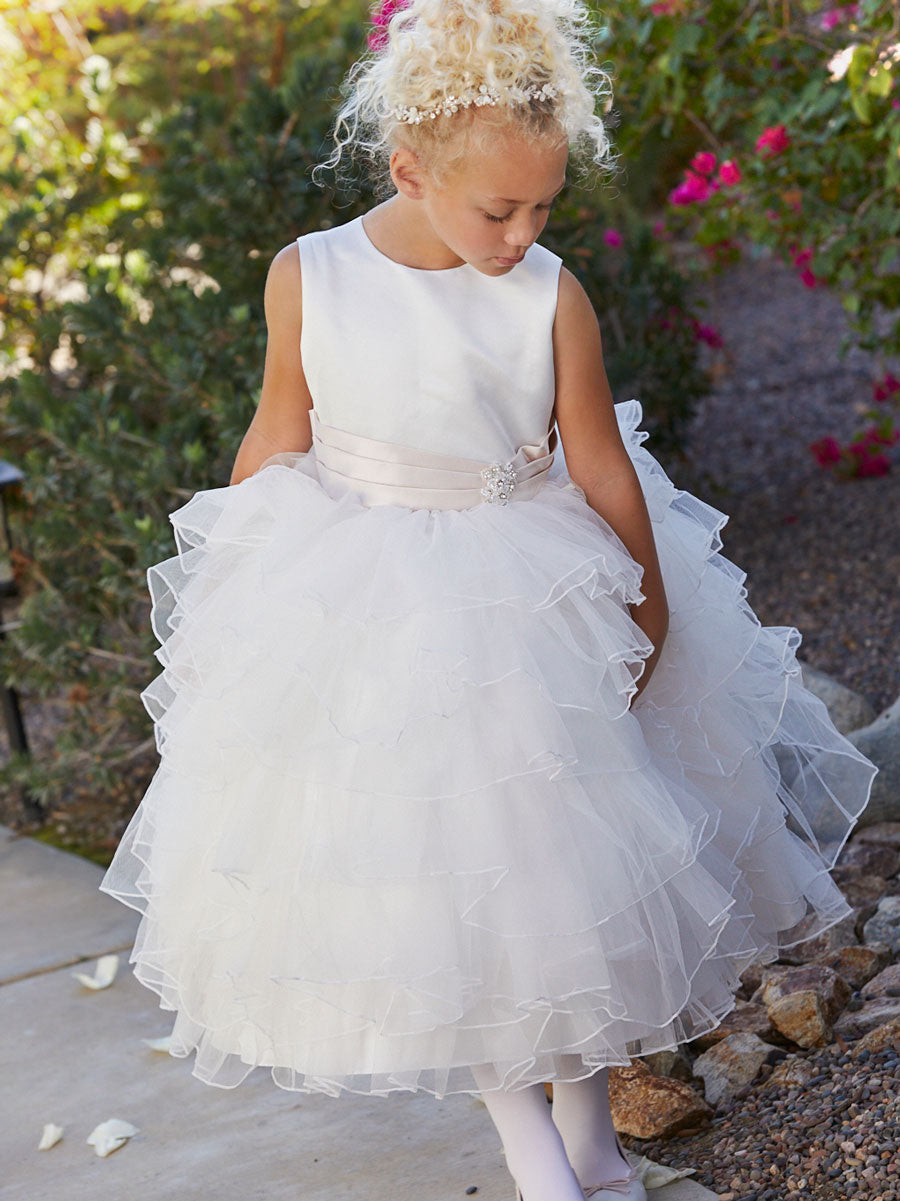 Ivory Petal Flower Girl Dress Alt 2