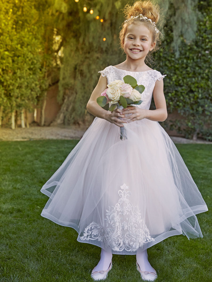 Ivory Petal Flower Girl Dress, 218385 Alt 3