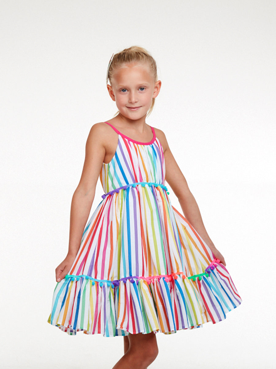 Rainbow Striped Dress For Girls Alt 1