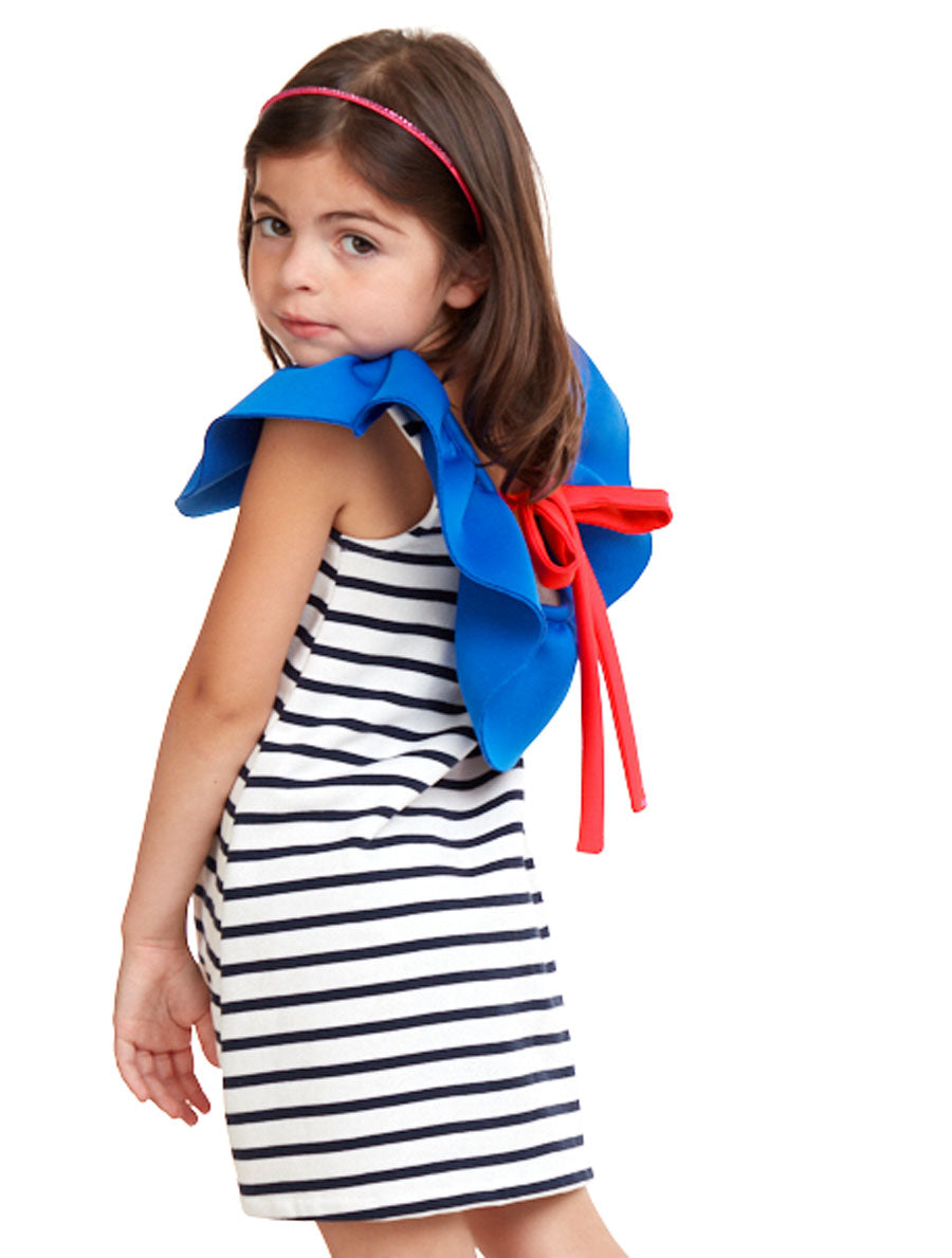 Striped Dress With Ruffle Collar for Girls