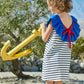 Striped Dress With Ruffle Collar for Girls