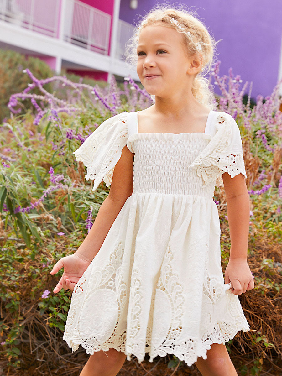 Handkerchief Kids White Sleeve Embroidered Dress