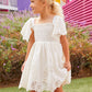 Handkerchief Kids White Sleeve Embroidered Dress Alt 2