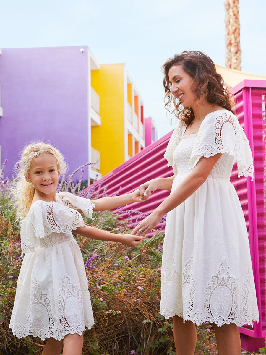 Handkerchief Adults White Sleeve Embroidered Dress Alt 4