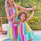 Rainbow Colorblock Kids Mesh Circle Dress Alt 5