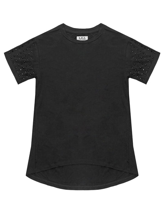 Black Studded T-Shirt For Girls