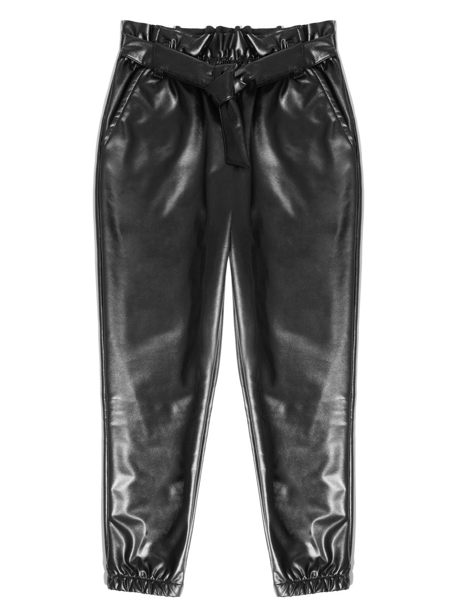 Girls Black Faux Leather Pants