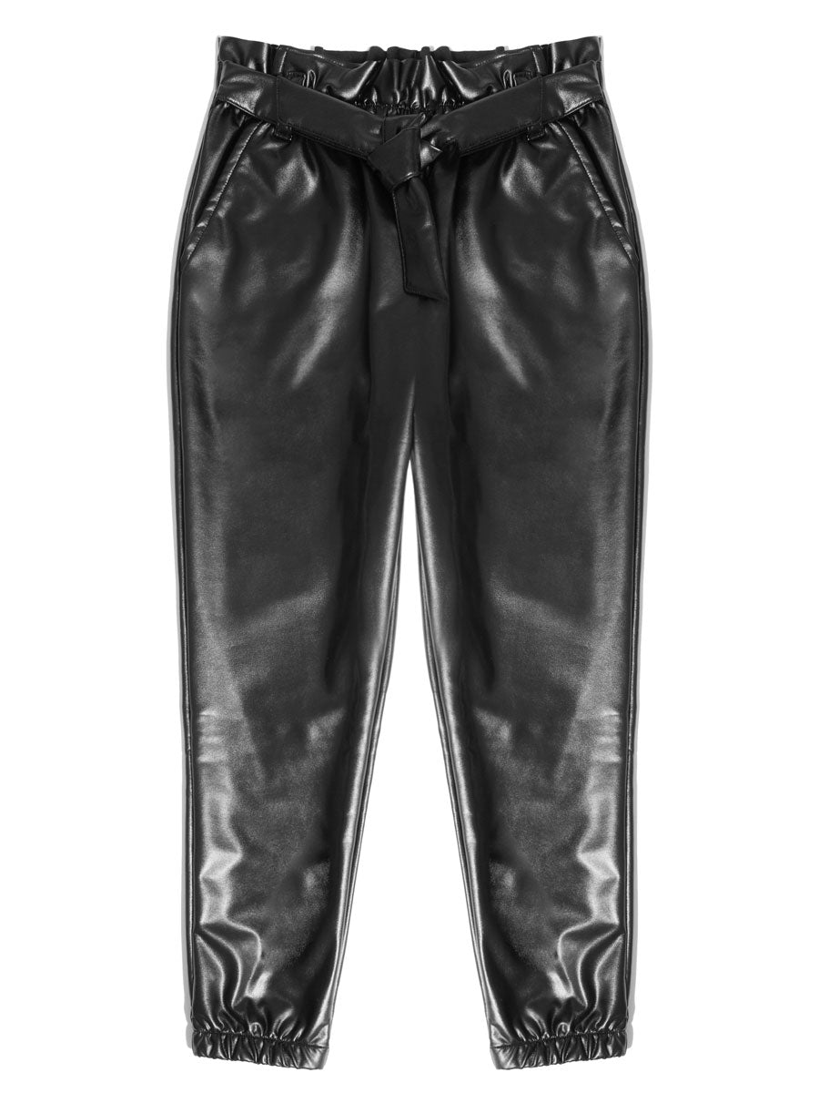 Girls Black Faux Leather Pants