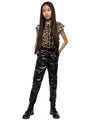 Girls Black Faux Leather Pants