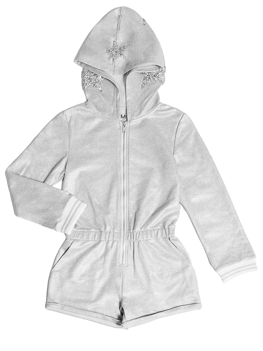 Silver Star Grey Knit Romper for Girls
