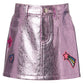 Pink Metallic Faux Leather Skirt for Girls