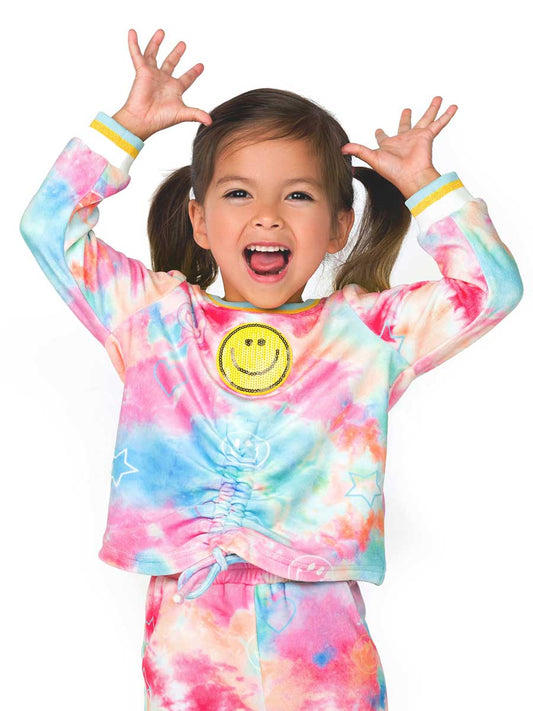 Tie Dye Happiness Sweatshirt for Girls
