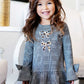 Glenn Plaid Dress With Faux Fur Bows for Girls