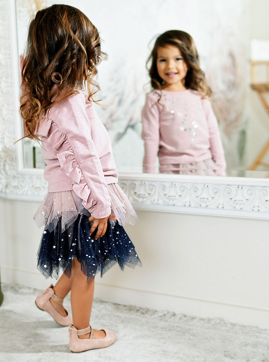 Two Tone Star Tulle Skirt for Girls