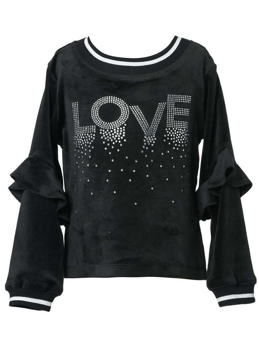 Love Rhinestone Black Sweatshirt for Girls
