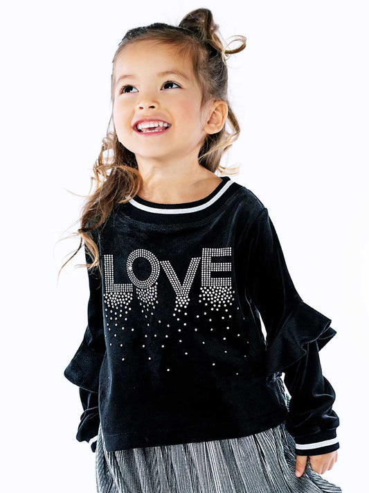 Love Rhinestone Black Sweatshirt for Girls