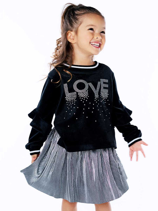 Silver Pleated Skirt for Girls