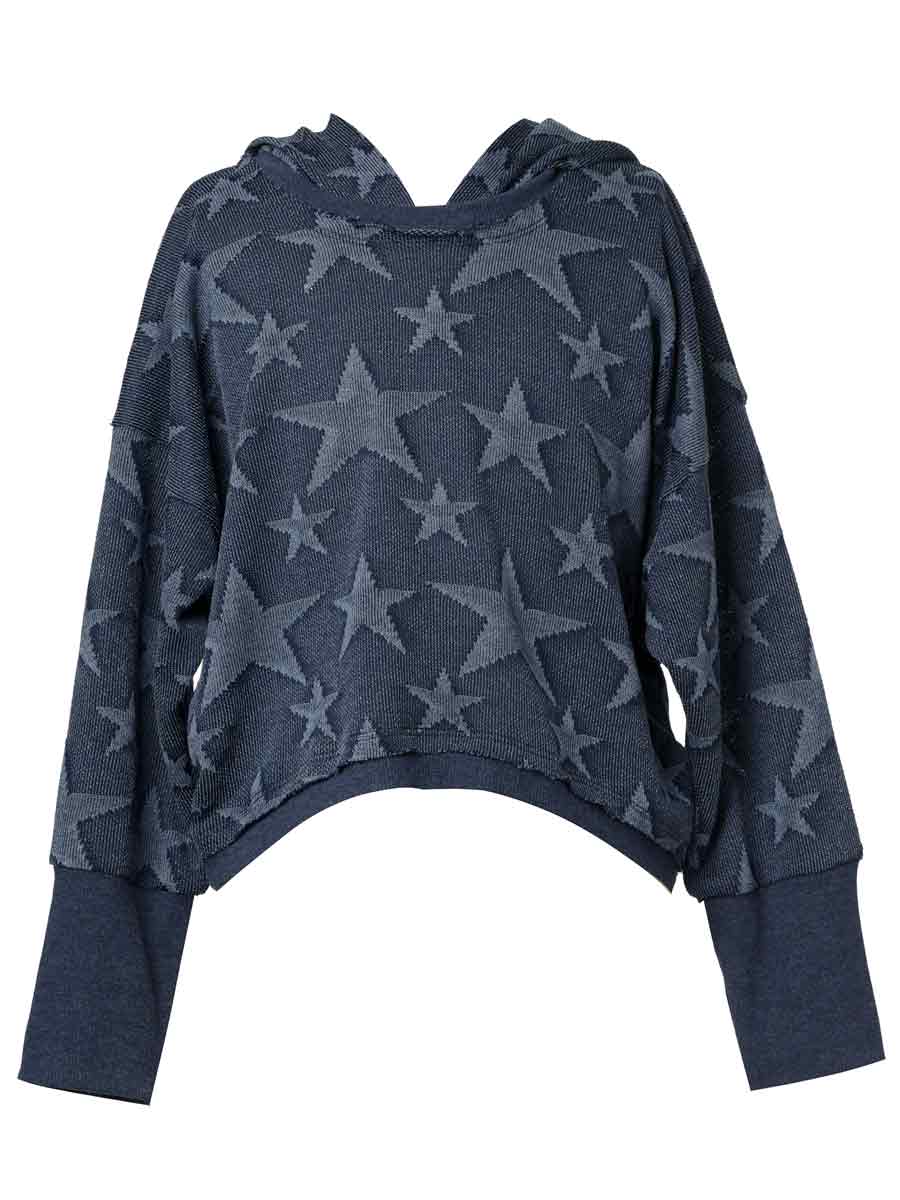 Girls Navy Stars Hoodie Sweatshirt