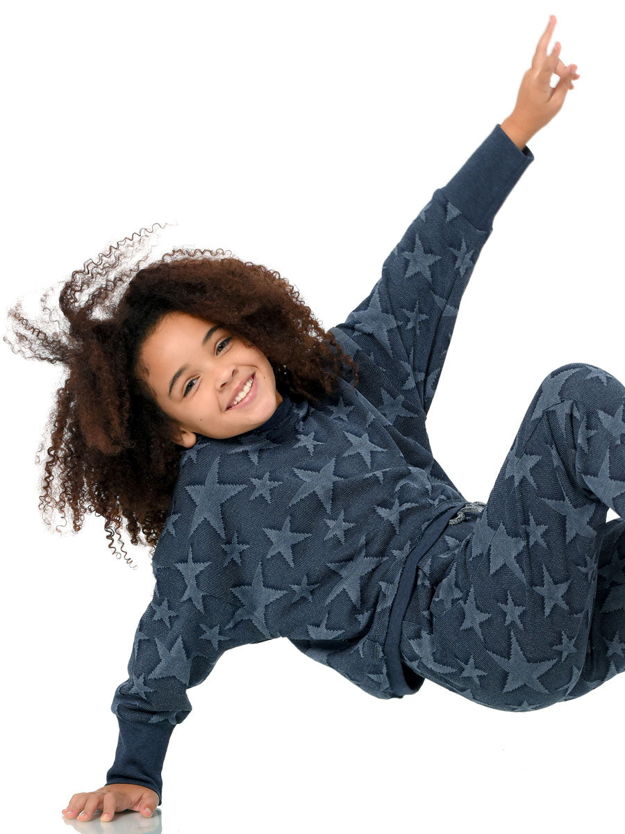 Girls Navy Stars Hoodie Sweatshirt