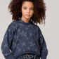 Girls Navy Stars Hoodie Sweatshirt