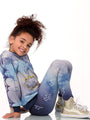 Girls Blue Tie-Dye Bolt Leggings