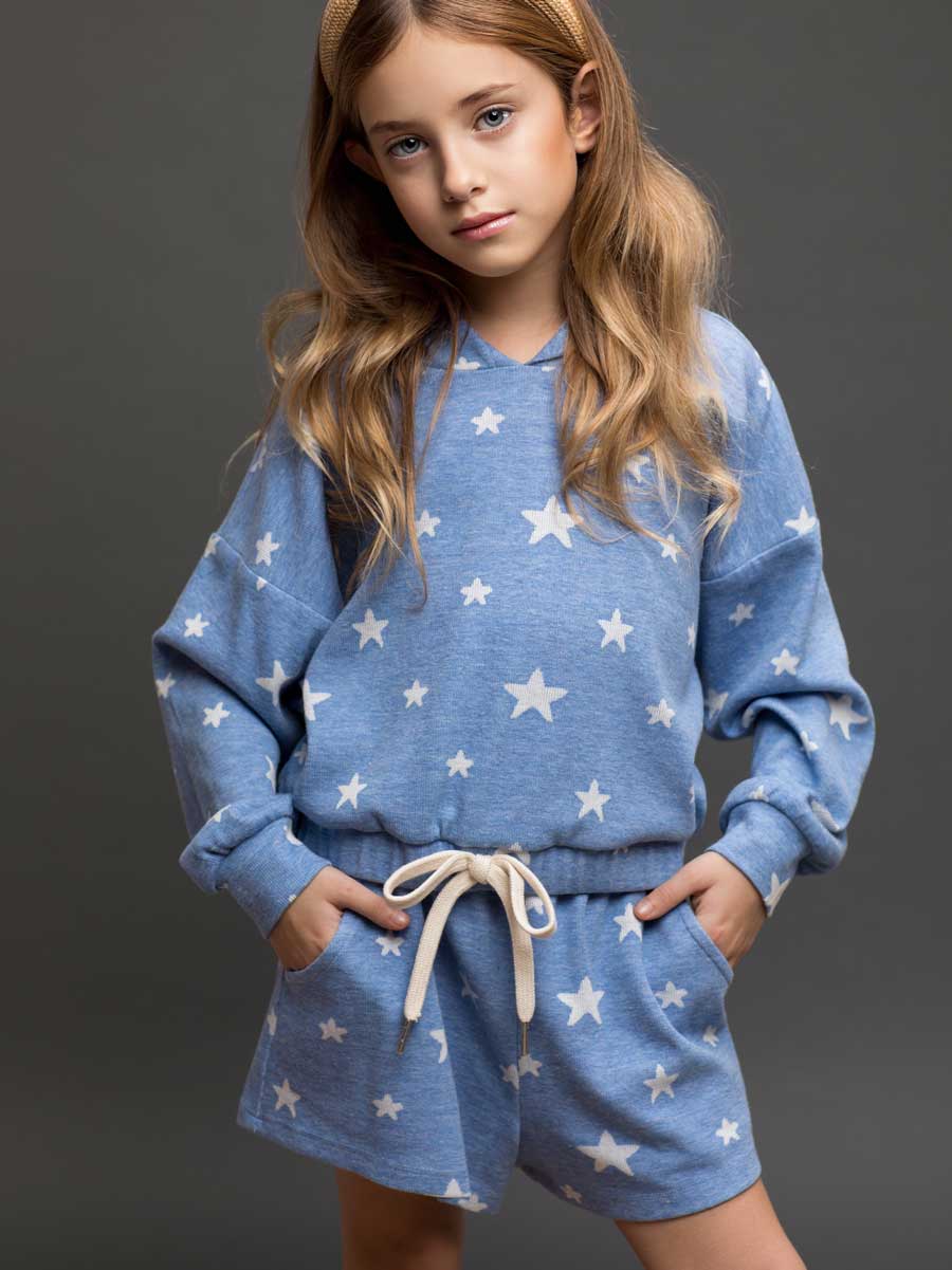 Blue & White Star Shorts for Girls