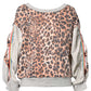 Girls Leopard Print Ruched Sleeve Sweatshirt