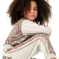 Girls Leopard Print Ruched Sleeve Sweatshirt