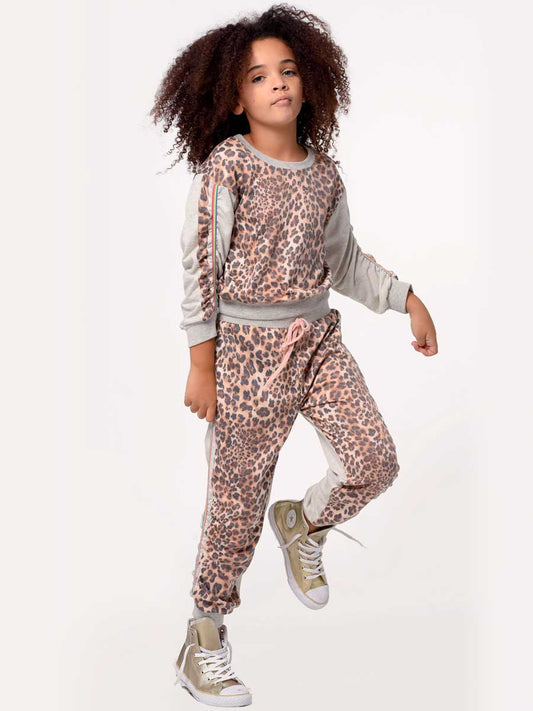 Girls Leopard Print Ruched Joggers for Girls