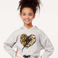 Girls Faux Fur Heart Hoodie Sweater
