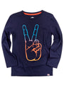 Boys Graphic Navy Peace Long Sleeve T-Shirt