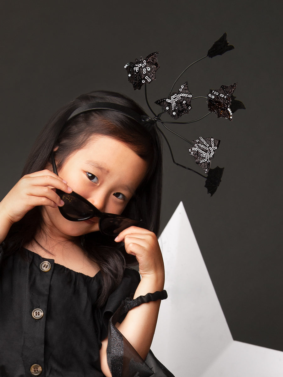 Black Sequin Flock of Bats Headpiece