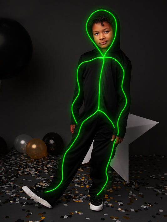 LED Light Up Stickman Costume For Kids in Assorted Colors