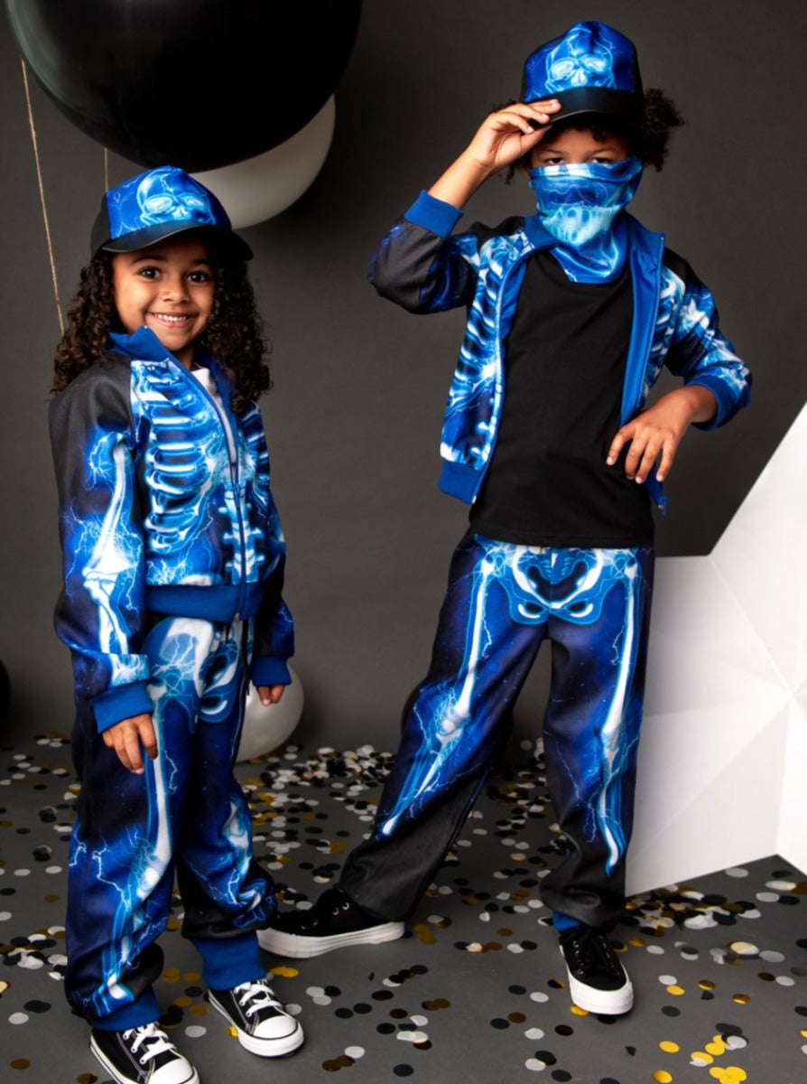 Electric Skeleton Tracksuit Costume for Kids