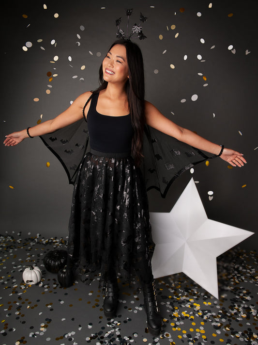 Black Batty Tulle Tutu Skirt for Women