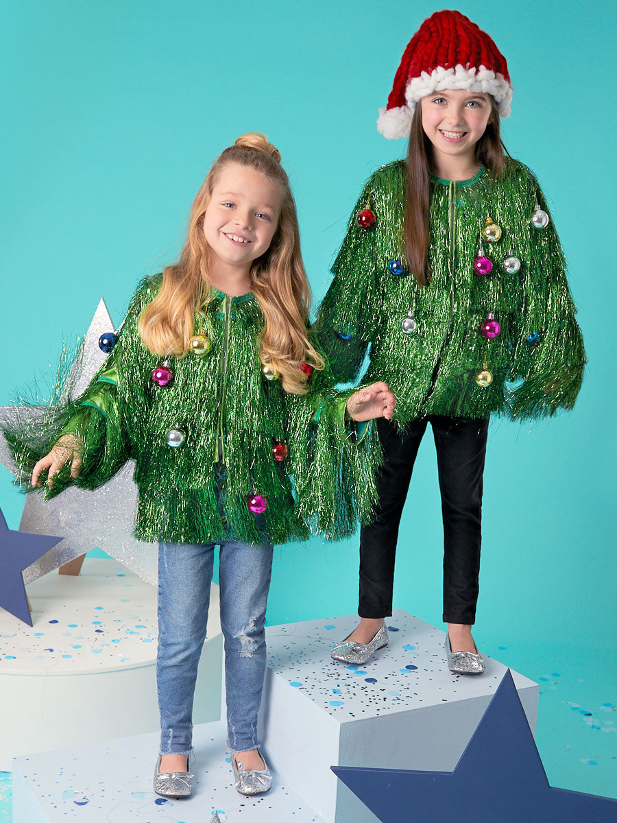 Christmas Tree Tinsel Jacket & Baubles for Kids