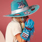 Blue Cowboy Hat with Sequin Patches for Girls