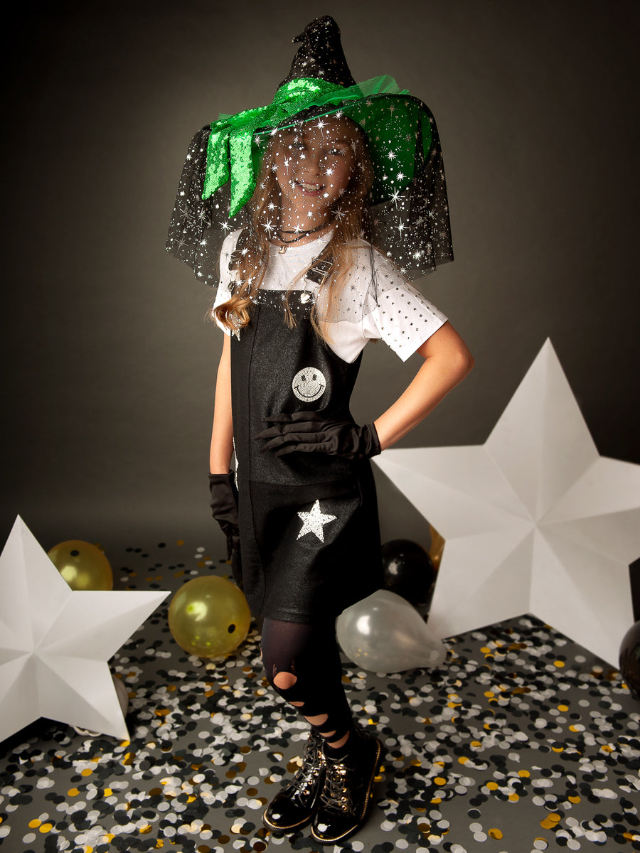 Witch Hat with Veil and Gloves Set for Girls