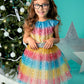 Iridescent Dot Rainbow Party Dress For Girls