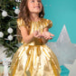 Gold Puff Sleeve Dress for Girls