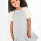 Faux Fur Sleeve Scuba Dress with Necklace for Girls