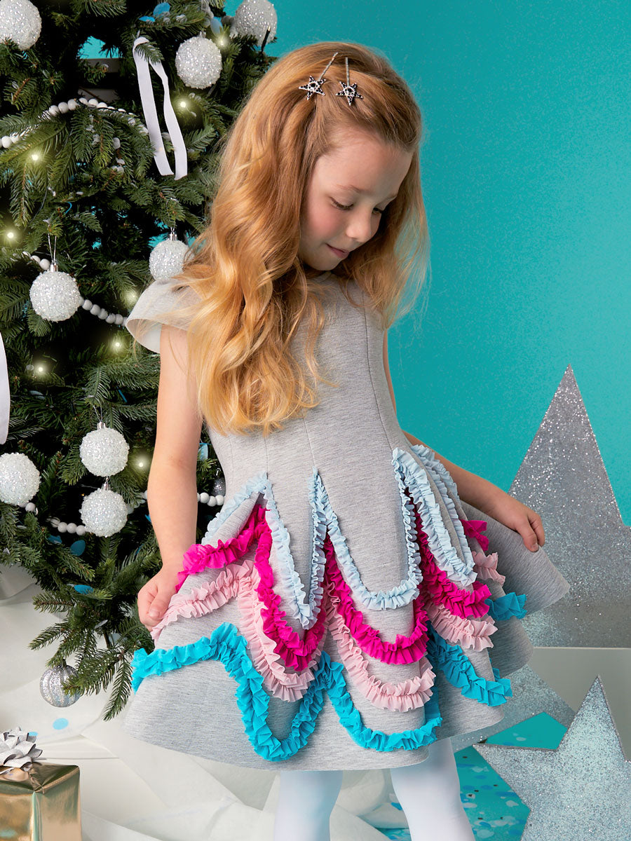 Scalloped Scuba Ruffle Dress for Girls
