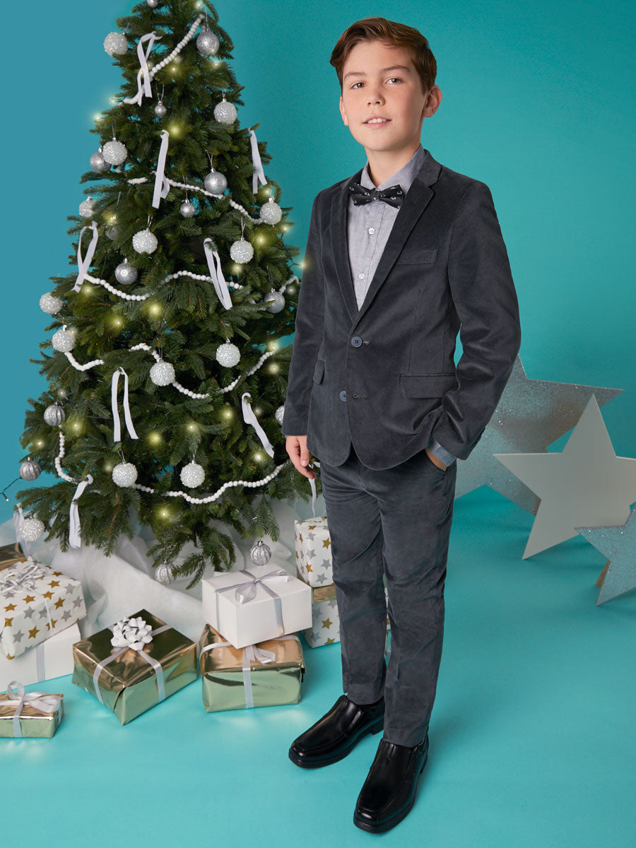 Boys Vintage Black Velvet Mod Two Piece Suit