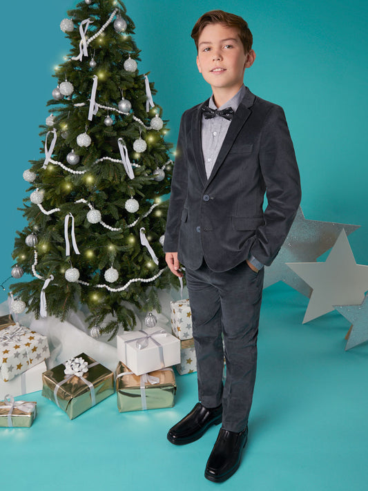 Boys Vintage Black Velvet Mod Two Piece Suit