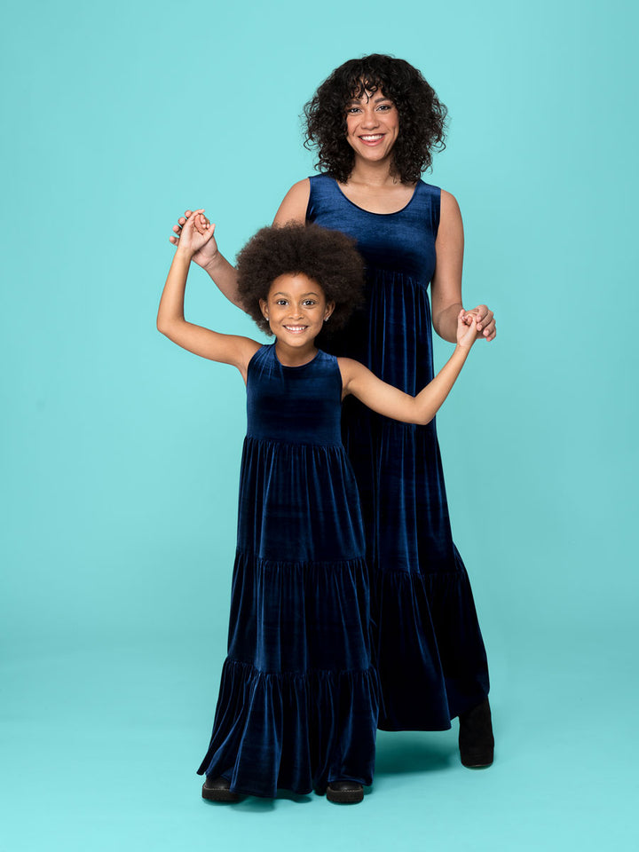 Girls Midnight Velour Maxi Dress