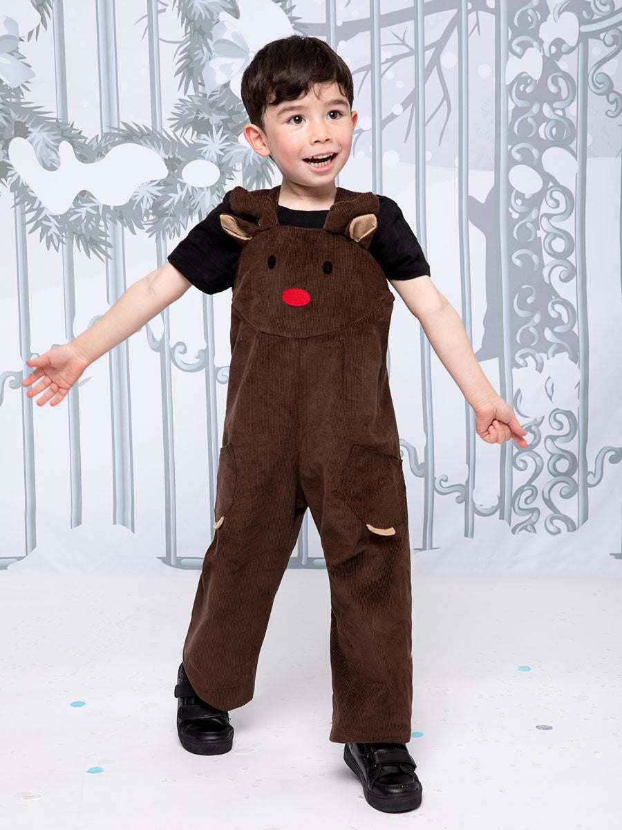 Reindeer Holiday Overalls For Kids